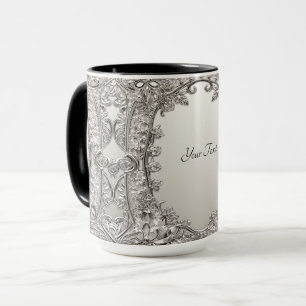 Silver Ornate Modern Mug