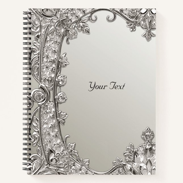 Silver Ornate Modern Notebook (Front)