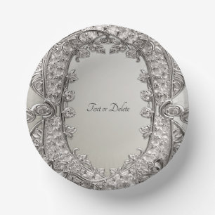 Silver Ornate Modern Paper Plate