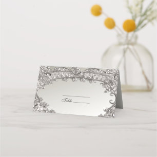 Silver Ornate Modern Place Card