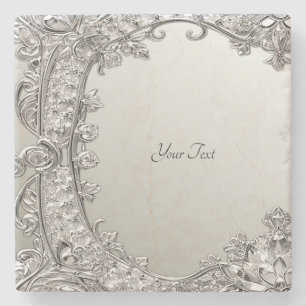 Silver Ornate Modern Stone Coaster