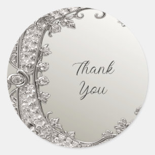 Silver Ornate Modern Wedding Sticker