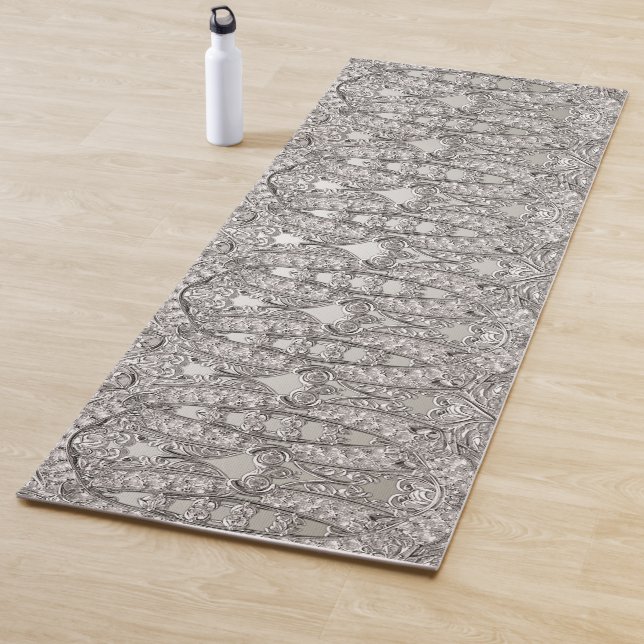 Silver Ornate Modern Yoga Mat (In Situ)