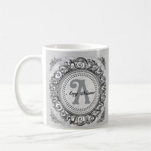 Silver Ornate Monogram mug