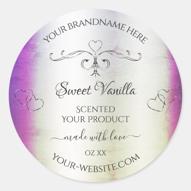Silver Ornate Purple Shimmery Marble Product Label (Front)
