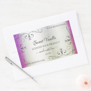 Silver Ornate Purple Shimmery Marble Product Label