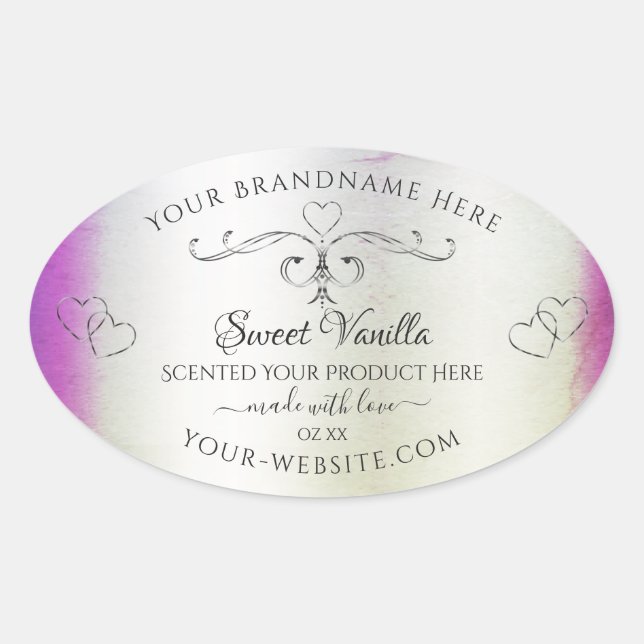 Silver Ornate Purple Shimmery Marble Product Label (Front)