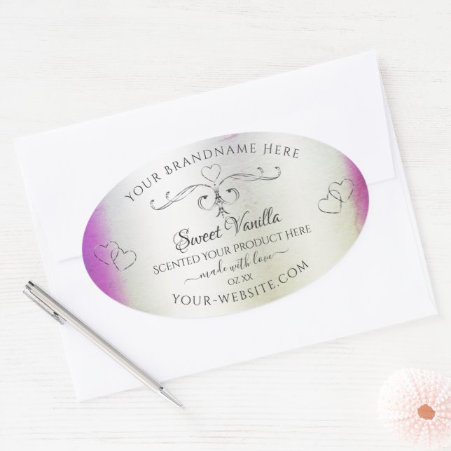 Silver Ornate Purple Shimmery Marble Product Label (Envelope)