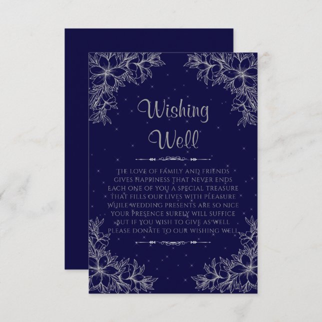 Silver Ornate Wedding Wishing Well Enclosure Card (Front/Back)