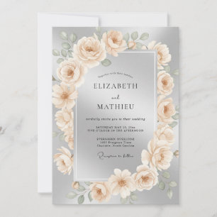Silver Ornate Winter Wedding Invitation