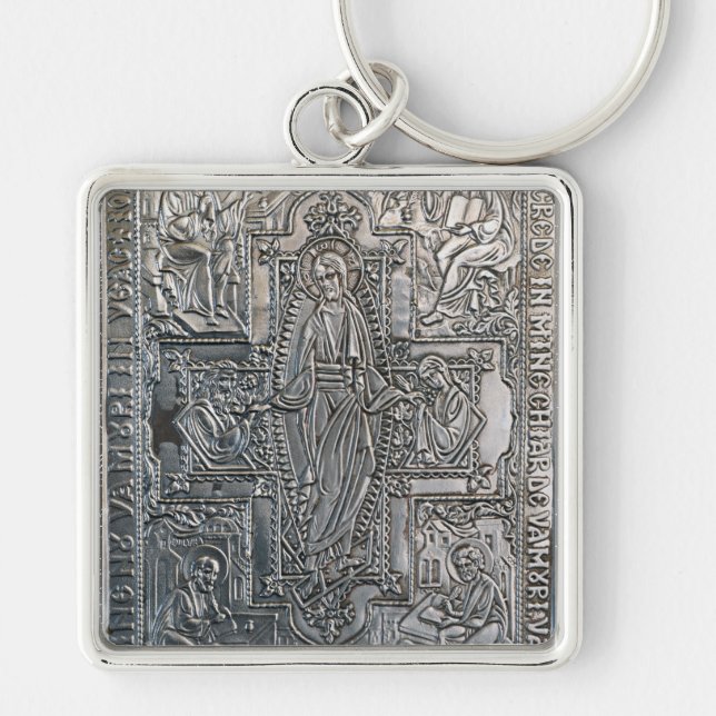 silver orthodox religious book metal decoration co key ring (Front)