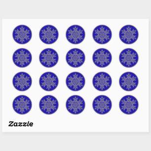 Silver Overlay Snowflake on Cobalt Blue Classic Round Sticker