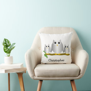 Silver Owls Design Personalised Cushion
