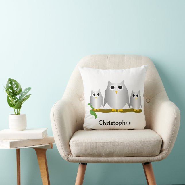 Silver Owls Design Personalised Cushion (Chair)