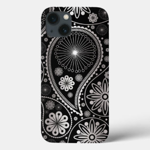 Silver paisley pattern iPhone 13 case