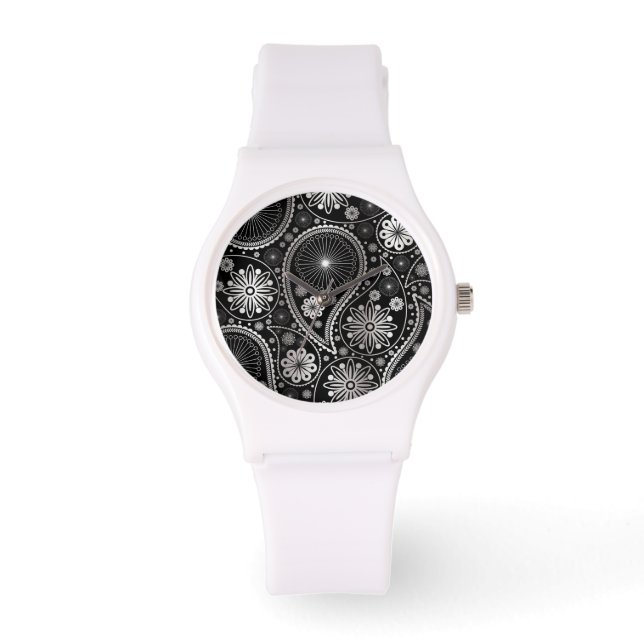Silver paisley pattern watch (Front)