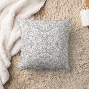 Silver Paisley Throw Pillow