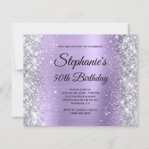 Silver Pale Purple Glam Monogram 50th Birthday