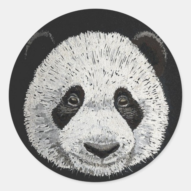 Silver Panda Classic Round Sticker (Front)