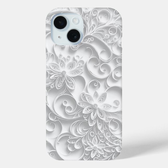Silver Paper Quilling Daisy Design Case-Mate iPhone Case (Back)