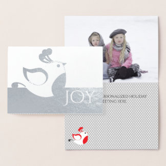 Silver Partridge Joy Photo Christmas Card