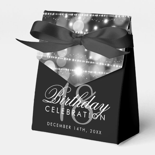 Silver Party Sparkles 18th Birthday Favour Favour Box (Front Side)