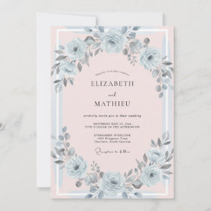 Silver Pastel Painted Wedding Invitation