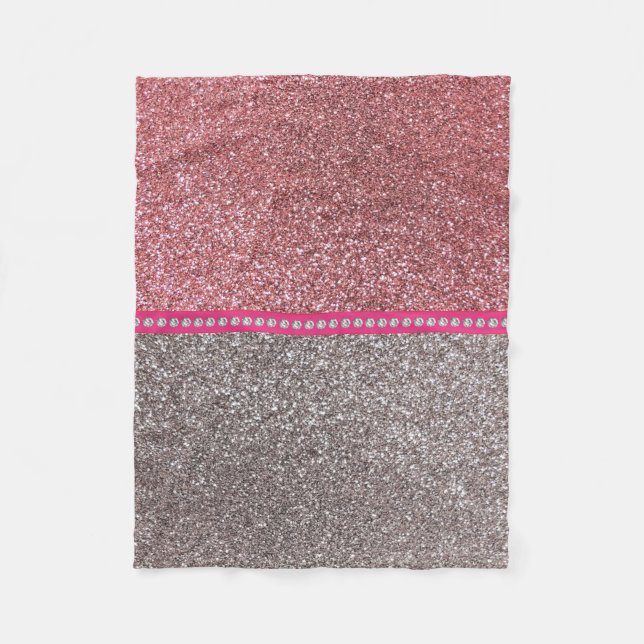 Silver pastel pink glitter fleece blanket (Front)