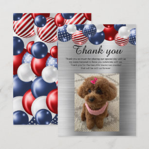 SILVER PATRIOTIC BALLOON THANK YOU  INVITATION