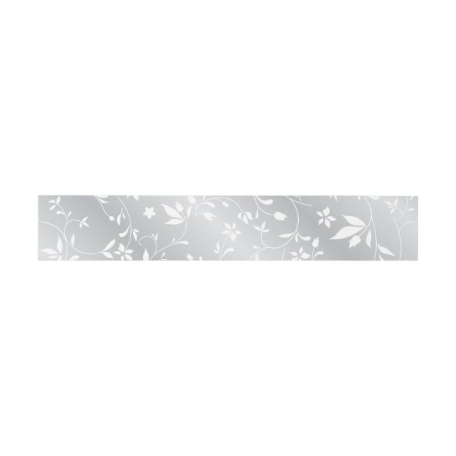 Silver Pattern Floral Belly Band Invitation Belly Band (Flat)