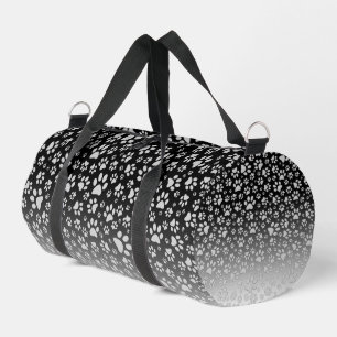 Silver pattern paws on gradient background duffle bag