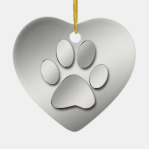 SILVER PAW HEART ORNAMENT