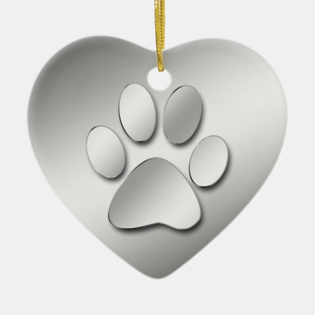 SILVER PAW HEART ORNAMENT (Front)