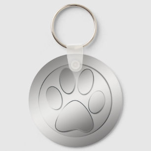 SILVER PAW PRINT KEY RING