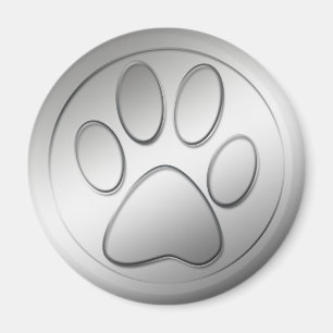 SILVER PAW PRINT MAGNET