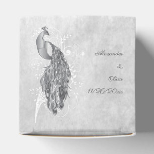 Silver Peacock Wedding Favour Box