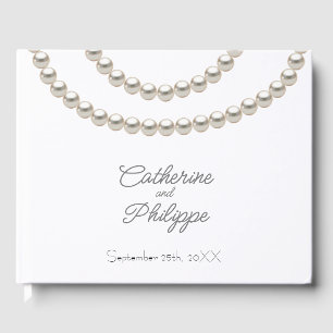 Silver Pearl Elegant Necklace Wedding Guest Book