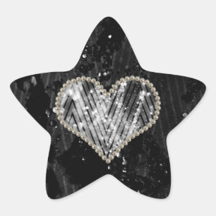 Silver Pearl Heart Star Sticker