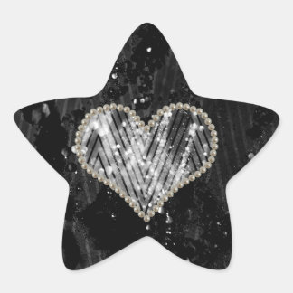 Silver Pearl Heart Star Sticker