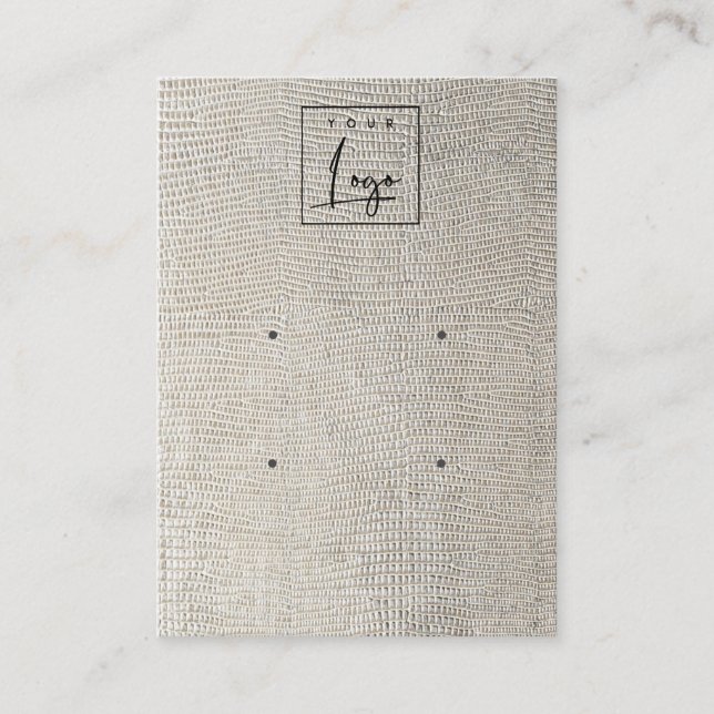 Silver Pearl Leather Texture 2 Earring Display Business Card (Front)