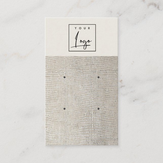 Silver Pearl Leather Texture Earring Display Business Card (Front)