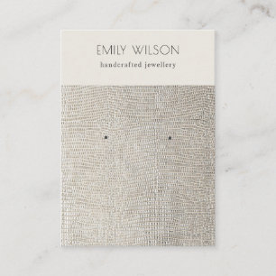 Silver Pearl Leather Texture Earring Display Business Card