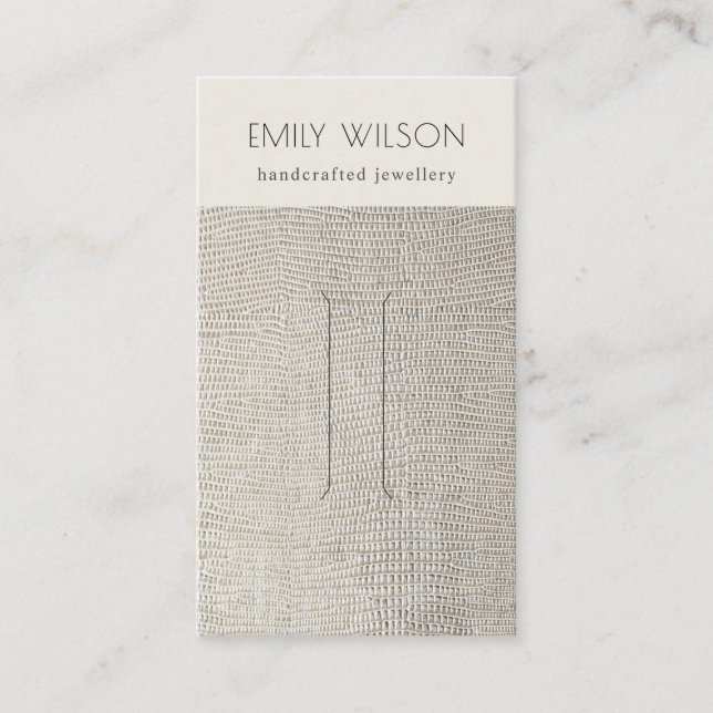 Silver Pearl Leather Texture Hair Clip Display Business Card (Front)