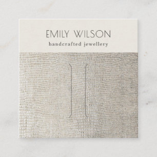 Silver Pearl Leather Texture Hair Clip Display Square Business Card