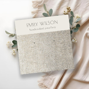 Silver Pearl Leather Texture Stud Earring Display Square Business Card