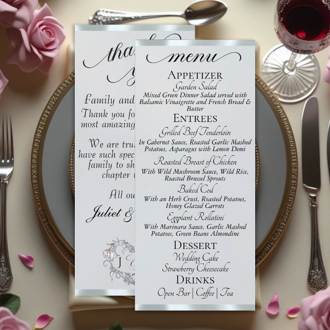 Silver Pearl/Silver - Monogram & Thank You Menu (Creator Uploaded)