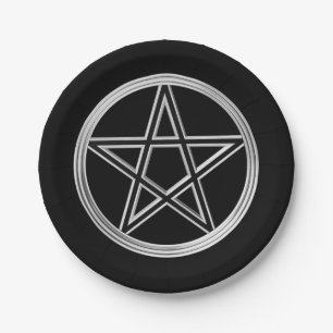 Silver pentagram paper plate