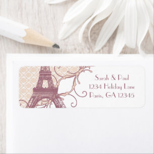 Silver Peony Damask Mauve Vintage Eiffel Tower