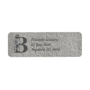 Silver Peony Elegant Monogram Initial B Address 