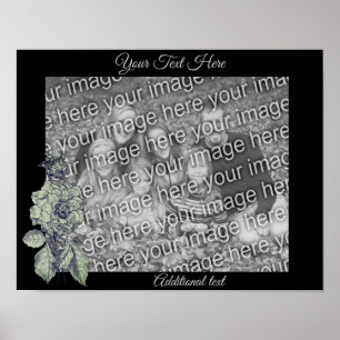Silver Peony Flower Personalised Add Your Photo Poster